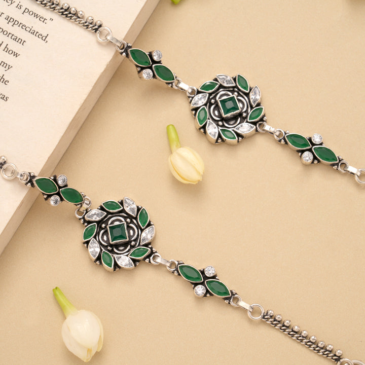Spiral Flower Blossom Silver Anklet