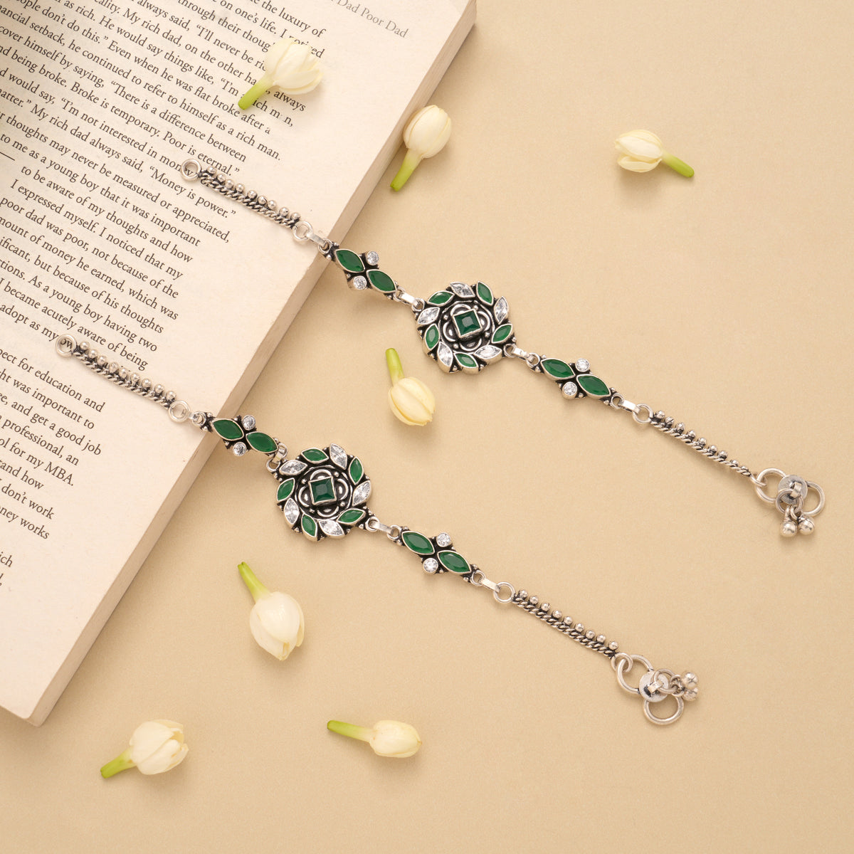 Spiral Flower Blossom Silver Anklet
