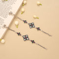 Square Flower Ruby Emerald Silver Anklet