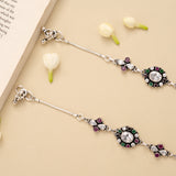 Oval Ruby Emerald White Stone Silver Anklet