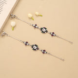 Oval Ruby Emerald White Stone Silver Anklet