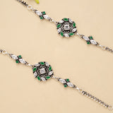 Spiral Circle Emerald White Stone Silver Anklet