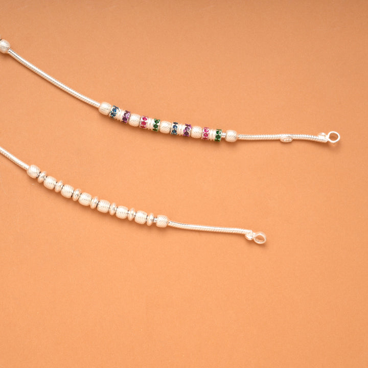 Modern Multi Ball Design Silver Anklet