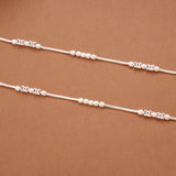 Minimalist Silver Square Beaded Anklets