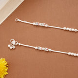 Minimalist Silver Square Beaded Anklets