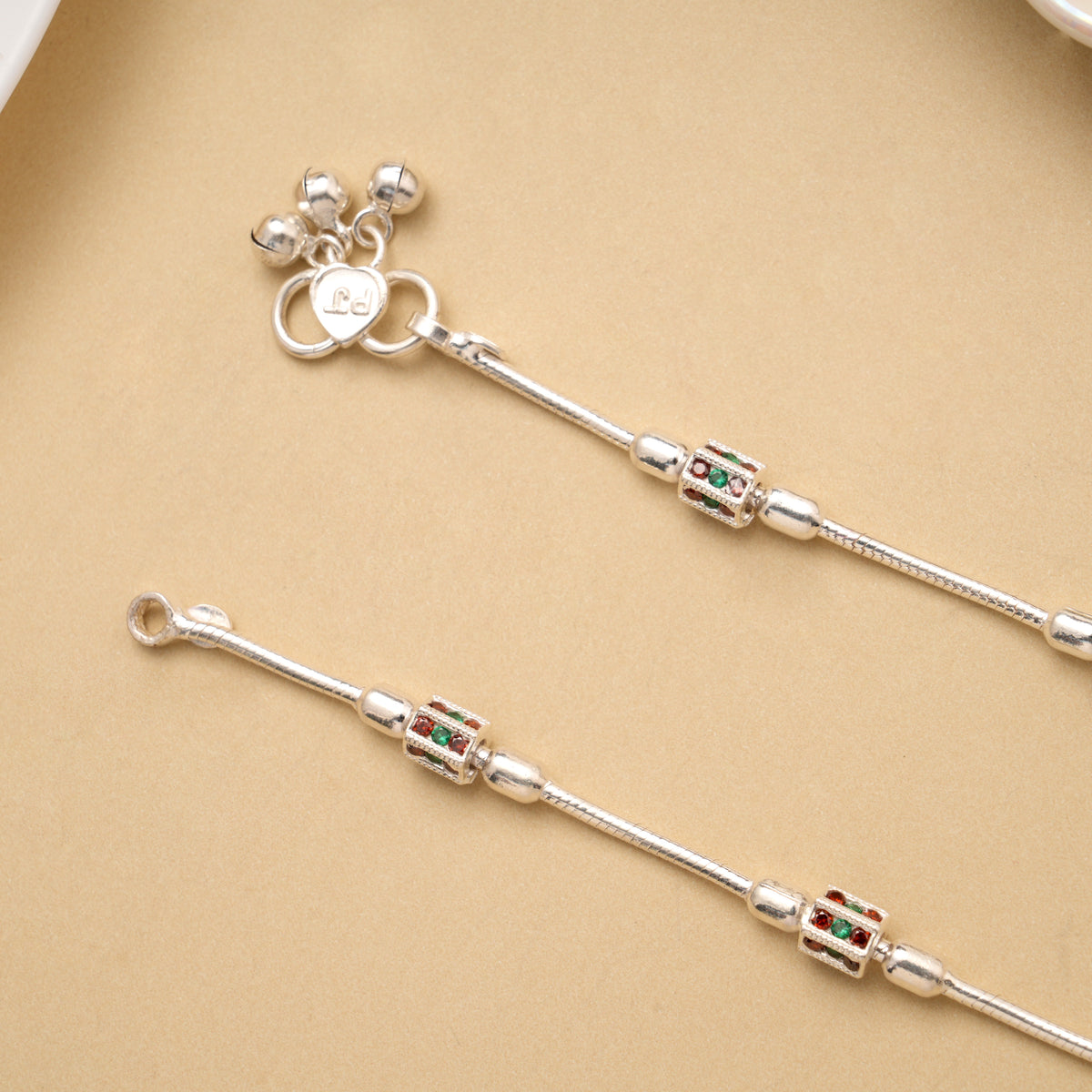 Beautiful Colour Beaded Baby Silver Anklet