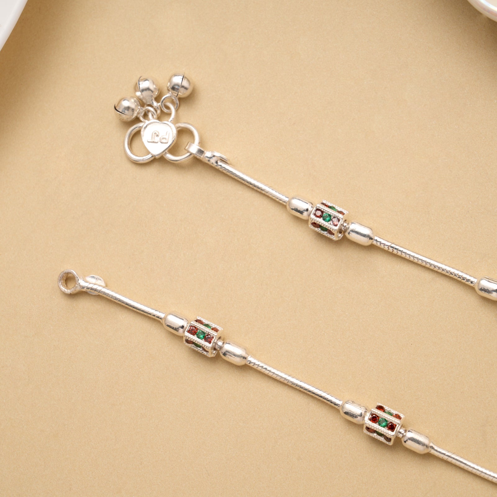Beautiful Colour Beaded Baby Silver Anklet