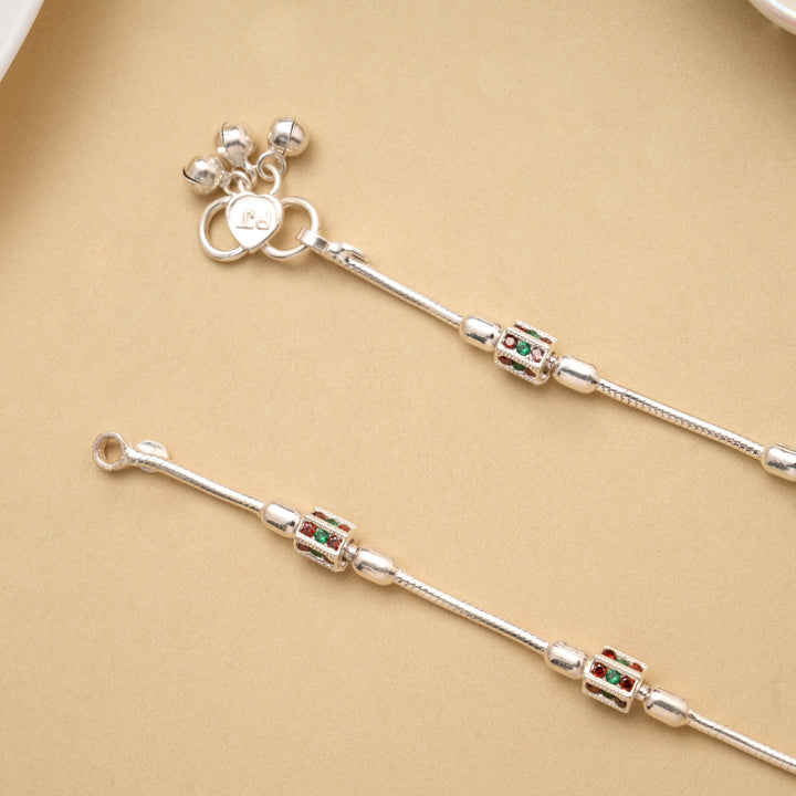 Beautiful Colour Beaded Baby Silver Anklet