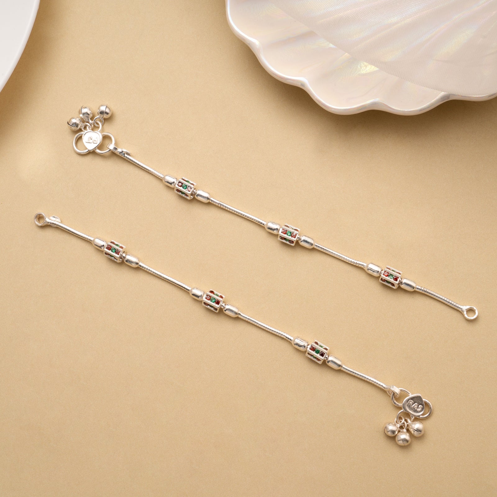 Beautiful Colour Beaded Baby Silver Anklet