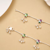 Vibrant Colour Enamel Drops Silver Baby Anklet