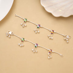 Vibrant Colour Enamel Drops Silver Baby Anklet