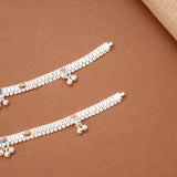 Colourful Floral Enamel Design Silver Anklets
