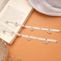 Elegant Enamel Flower Design Silver Anklets