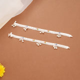 Elegant Multicolour Enamel Flower Silver Anklets