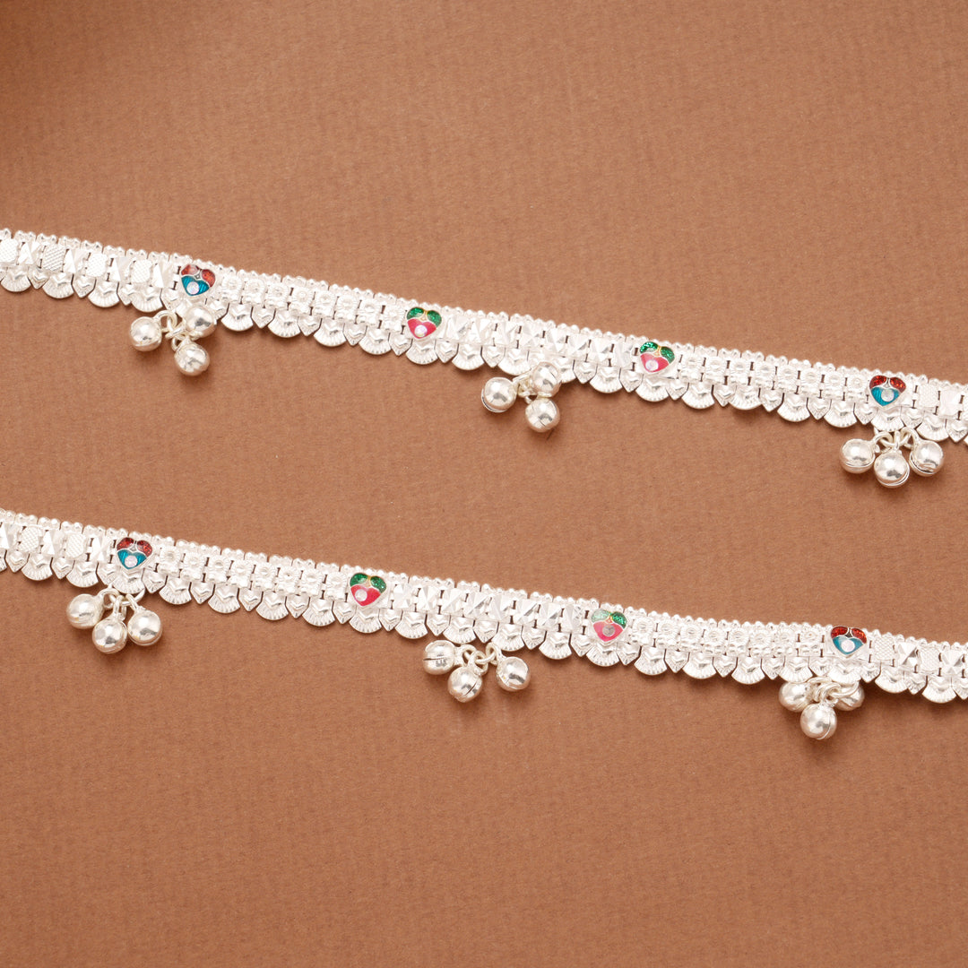 Lovely Colourful Enamel Silver Anklets