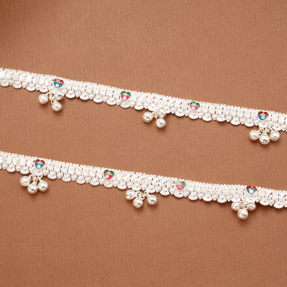 Lovely Colourful Enamel Silver Anklets