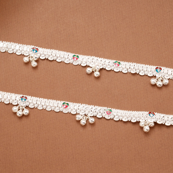 Lovely Colourful Enamel Silver Anklets