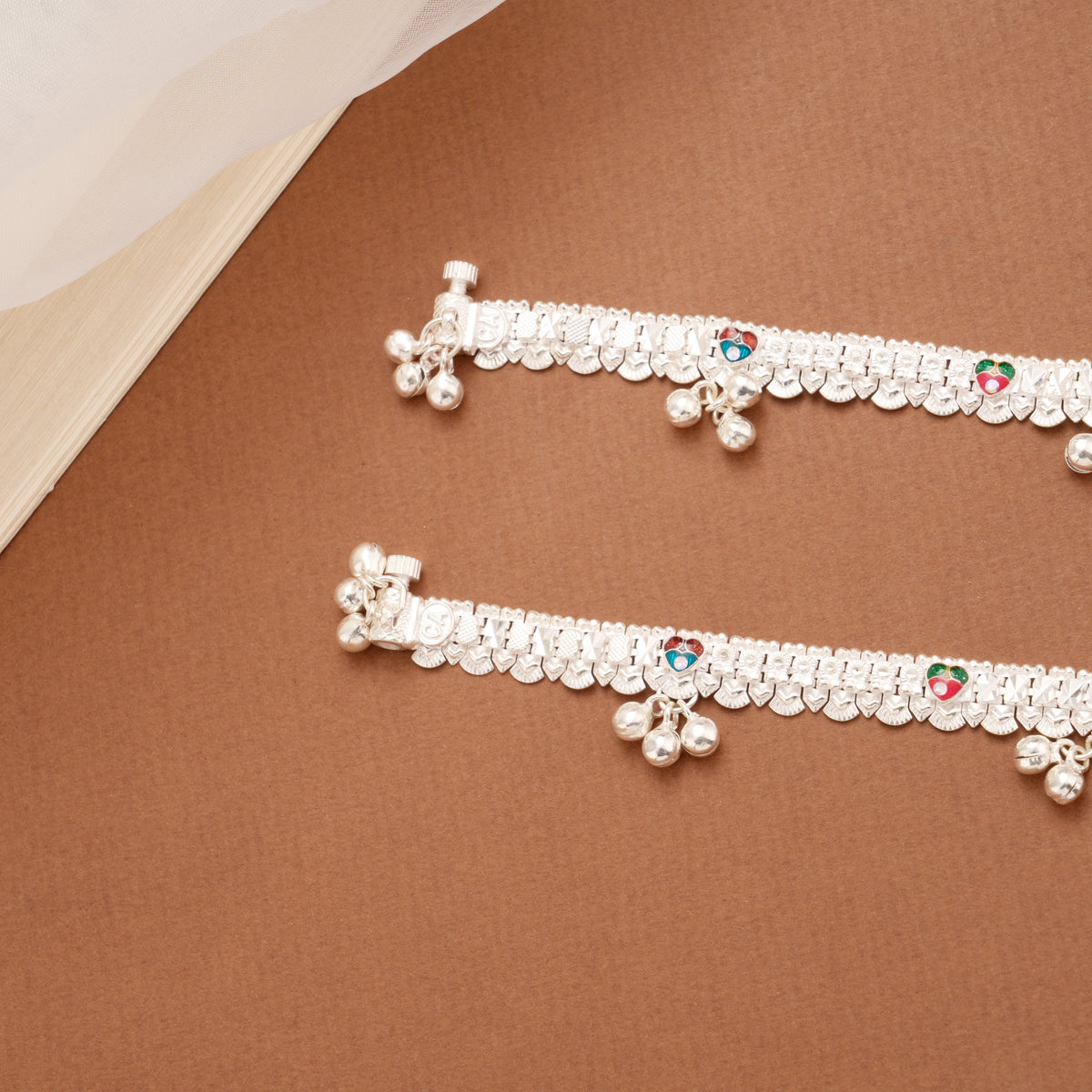 Lovely Colourful Enamel Silver Anklets