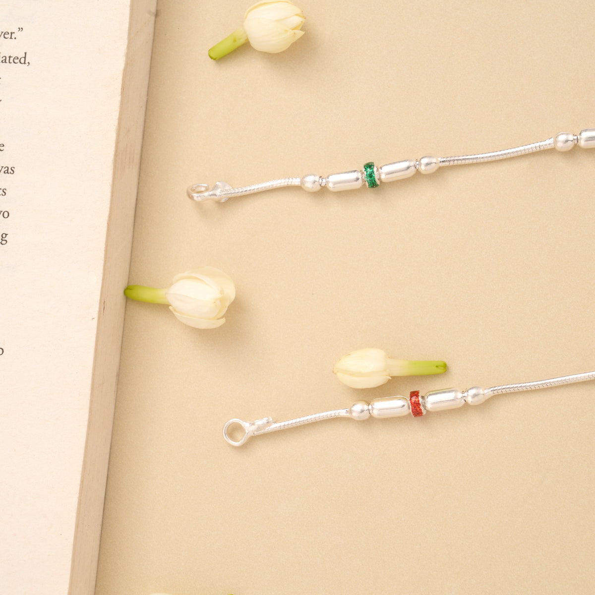 Classic Beaded Enamel Silver Anklet