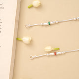 Classic Beaded Enamel Silver Anklet