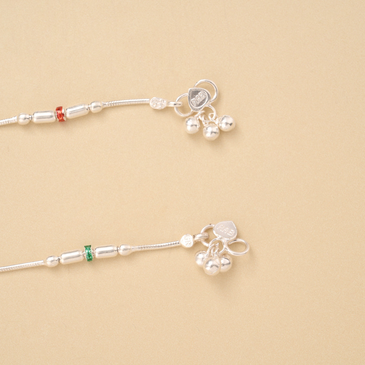 Classic Beaded Enamel Silver Anklet