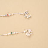 Classic Beaded Enamel Silver Anklet