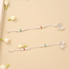 Classic Beaded Enamel Silver Anklet