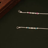 Sleek Pattern Enamel Beaded Design Silver Anklets
