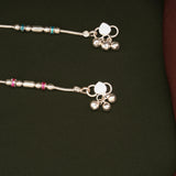 Sleek Pattern Enamel Beaded Design Silver Anklets