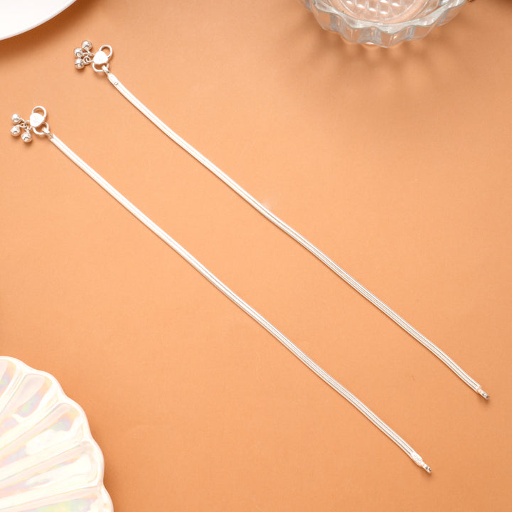 Fancy Dual Layer Silver Anklet