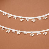 Elegant Heart Enamel Design Silver Anklets