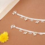 Elegant Heart Enamel Design Silver Anklets