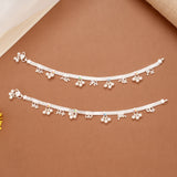 Elegant Heart Enamel Design Silver Anklets