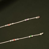 Triple Colour Enamel Design Silver Anklets