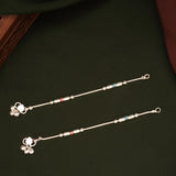 Classic Barrel Shaped Enamel Design Silver Anklets