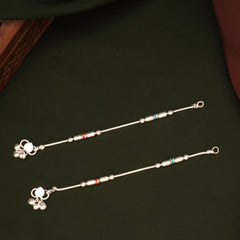 Classic Barrel Shaped Enamel Design Silver Anklets