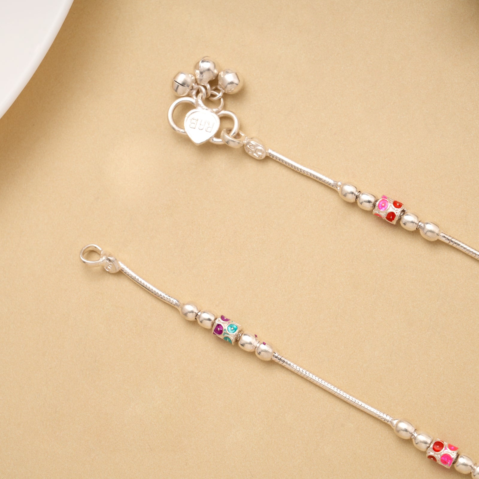 Classic Colour Enamel Silver Baby Anklet
