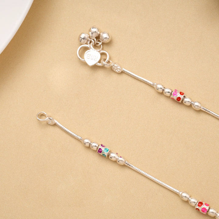 Classic Colour Enamel Silver Anklet