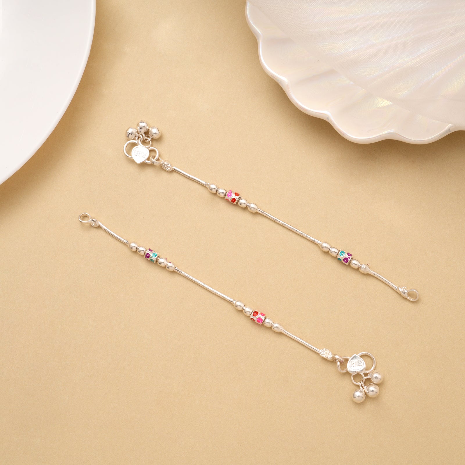 Classic Colour Enamel Silver Baby Anklet