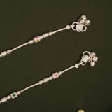 Multicolour Box Design Fancy Silver Anklets