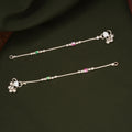 Traditional Pink and Green Enamel Silver Anklets