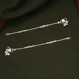 Traditional Pink and Green Enamel Silver Anklets