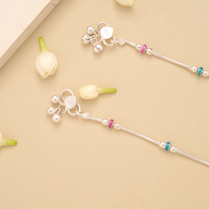 Minimal Triple Beaded Silver Anklet