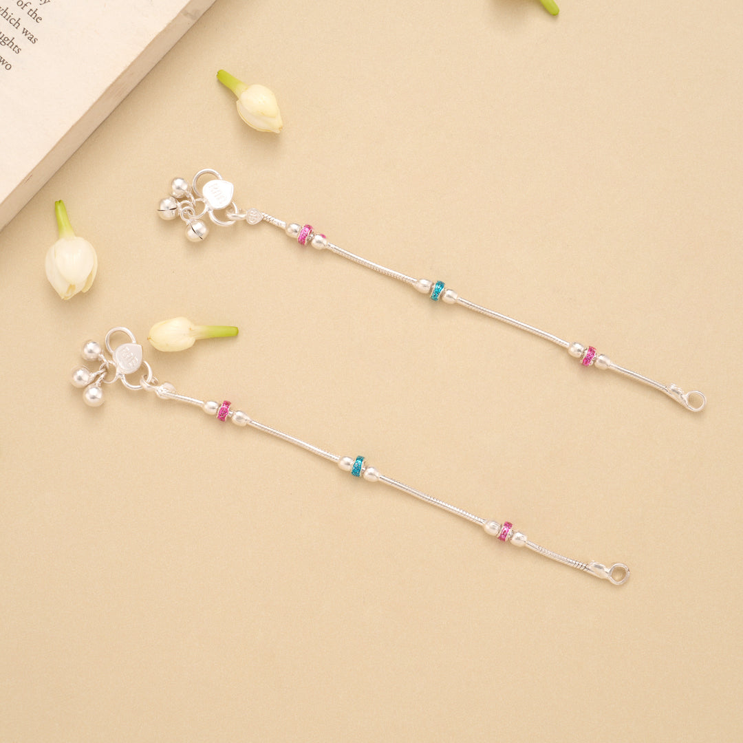 Minimal Triple Beaded Silver Anklet