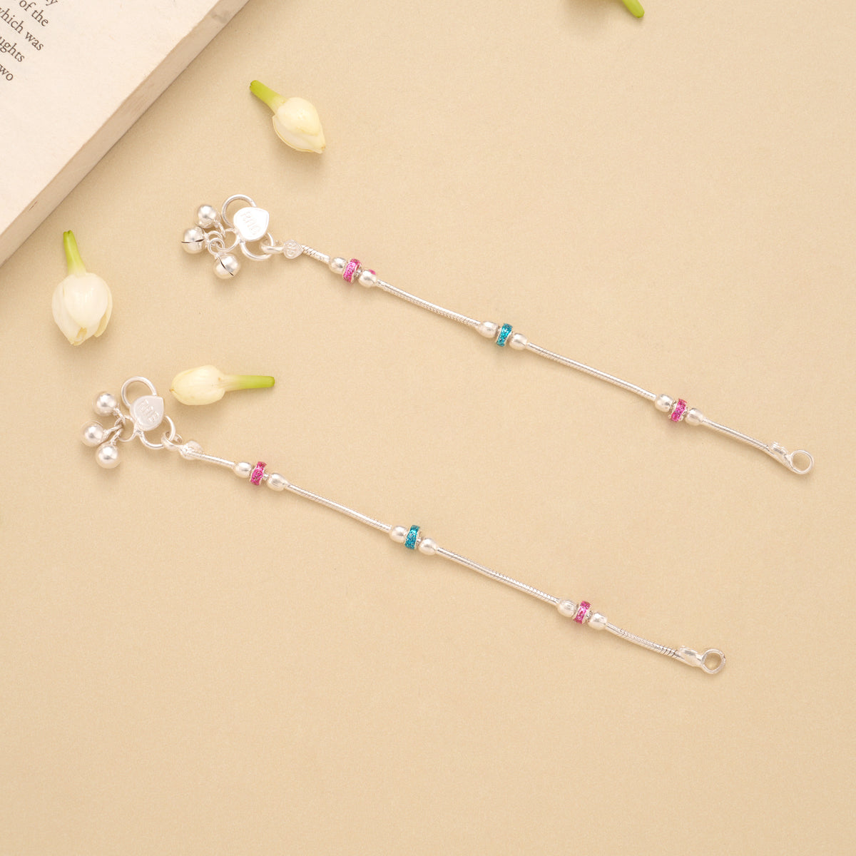 Minimal Triple Beaded Silver Anklet