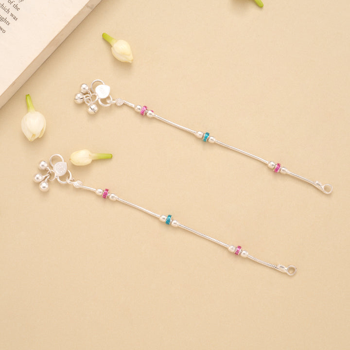 Minimal Triple Beaded Silver Anklet