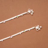Cute Little Floral Enamel Design Silver Anklets