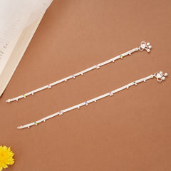 Cute Little Floral Enamel Design Silver Anklets