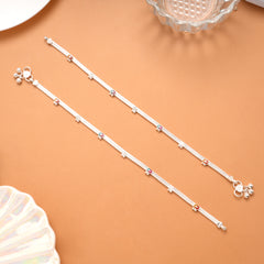 Classic Beads Enamel Silver Anklet