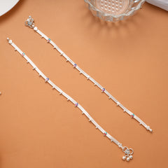Dual Shade Leaf Enamel Silver Anklet